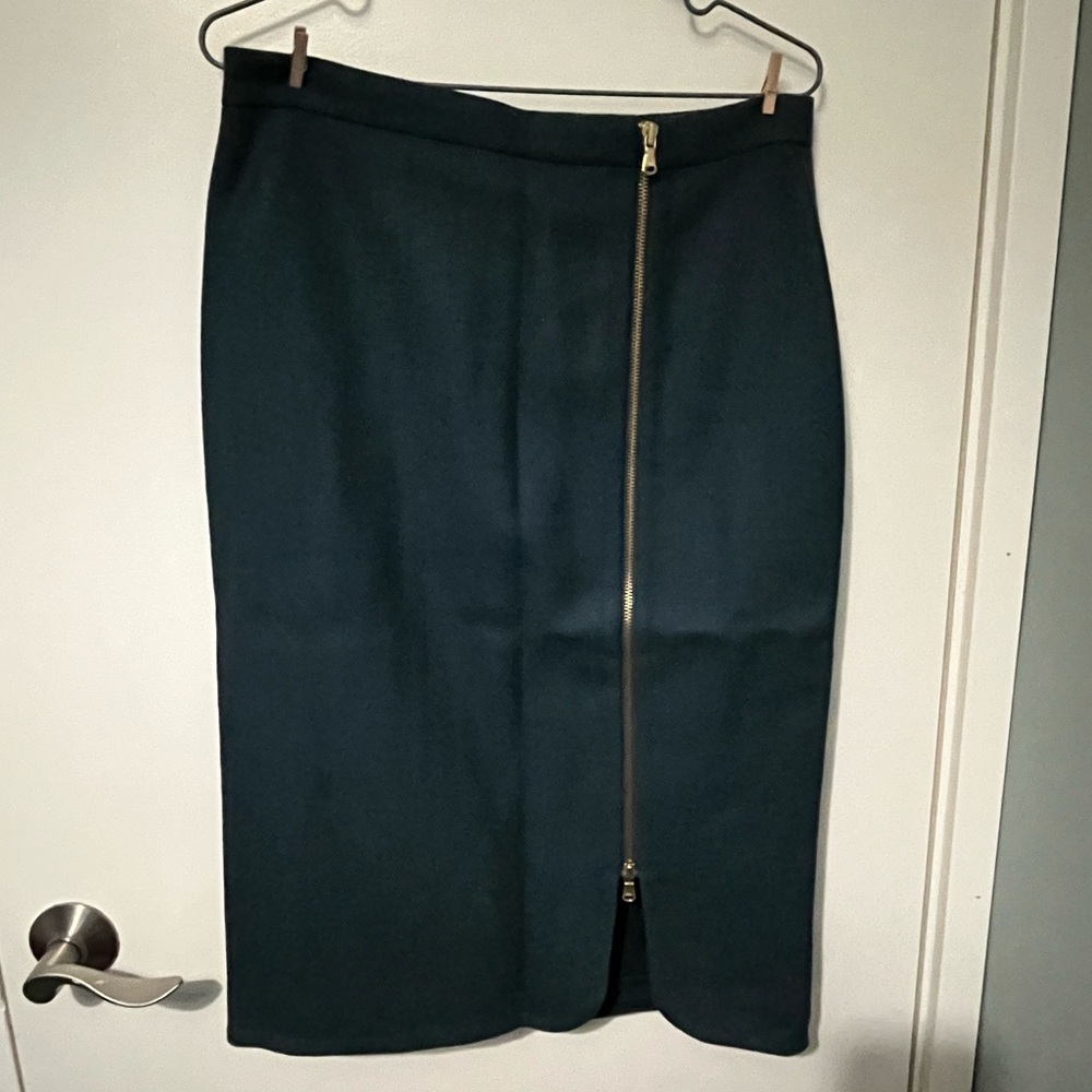 J. Crew Dark Teal Pencil Skirt with Zipper, Sz 6T